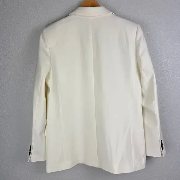 Madewell NWT Tuxedo Blazer Winter White L Double Breasted Ivory Office Timeless - Picture 6 of 11